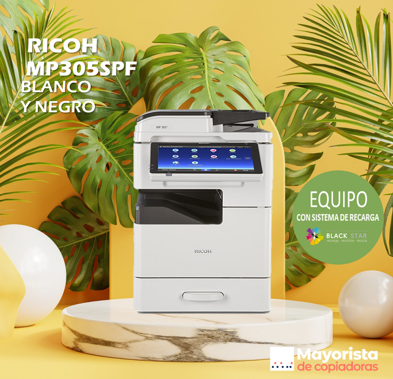 Impresora Láser Blanco y Negro Ricoh MP305 SPF Servicio Certificado