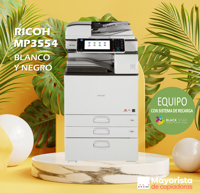 Impresora Multifuncional Blanco y Negro Ricoh MP3554 Servicio Certificado