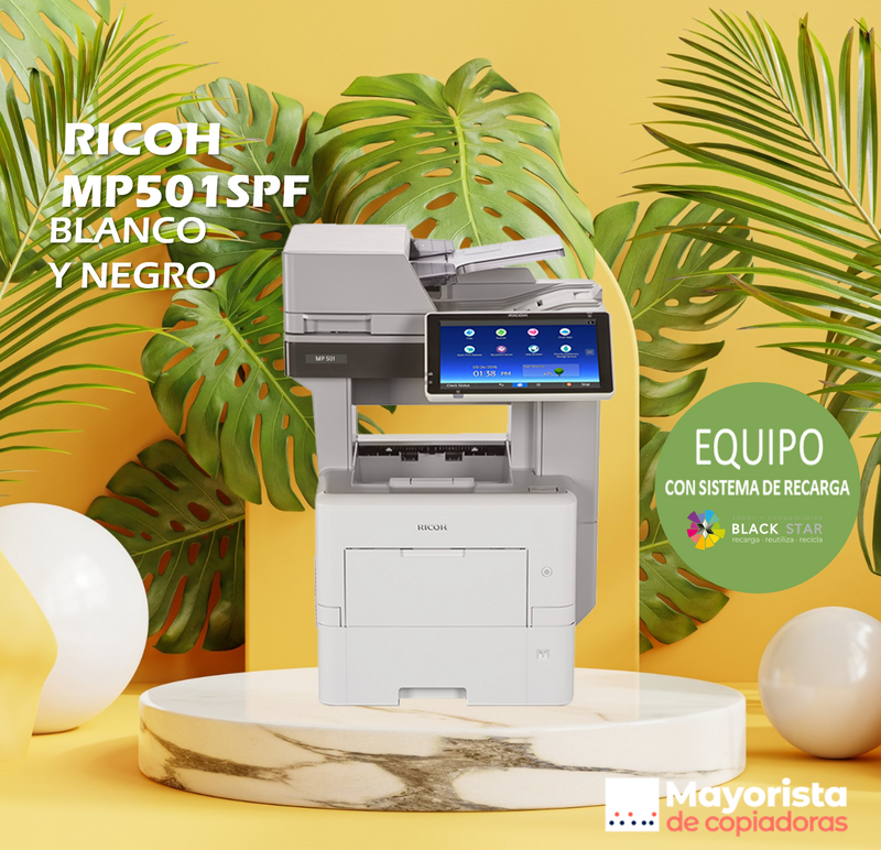 Impresora Láser Blanco y Negro Ricoh MP501 SPF Servicio Certificado