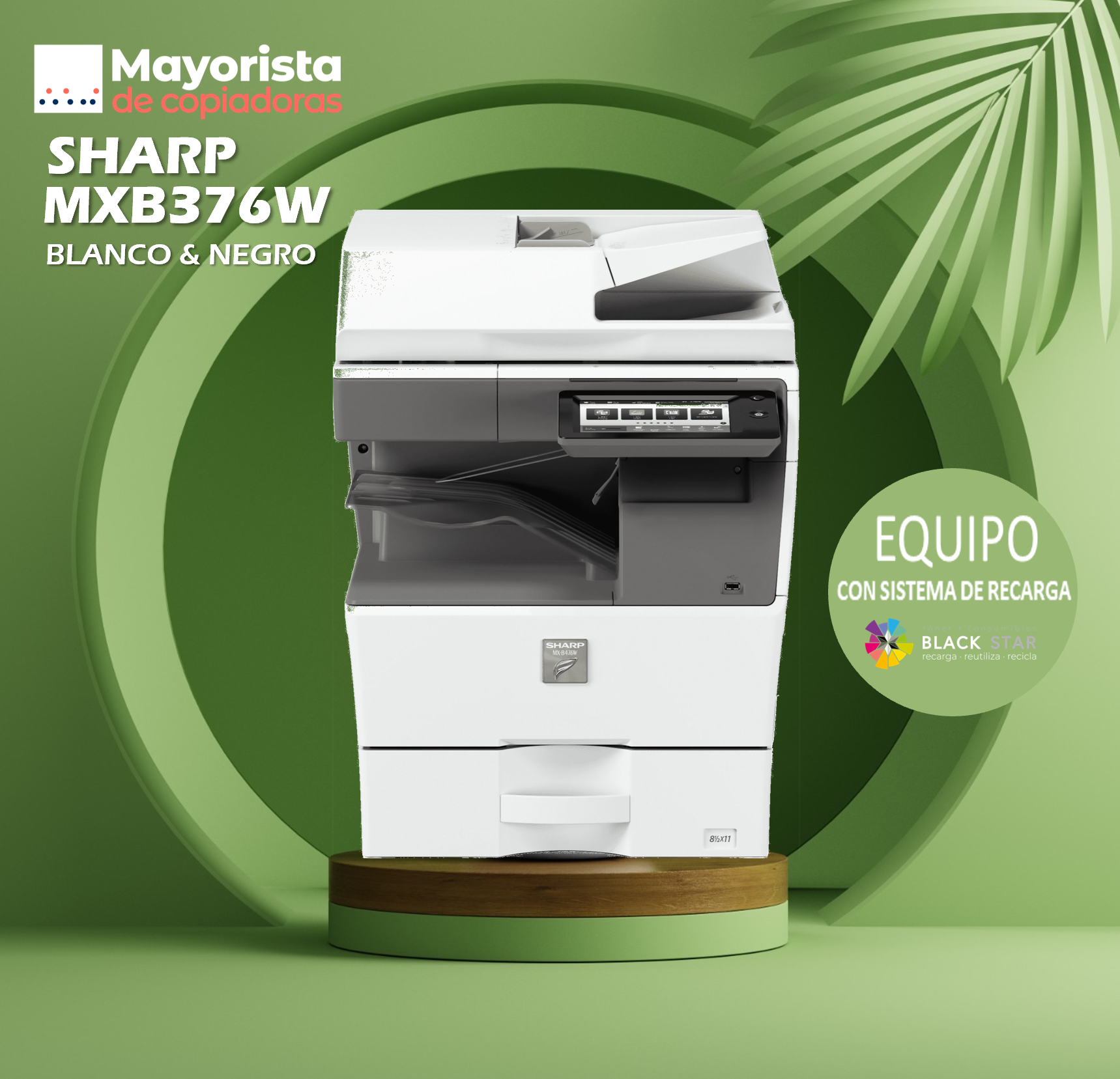 Impresora Multifuncional Blanco y Negro Sharp MXB376W Servicio Certifi
