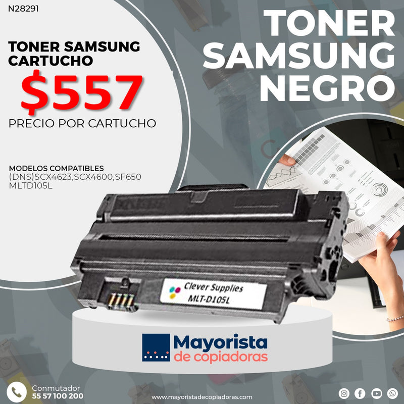 Tóner Samsung Negro Cartucho SCX4623, SCX4600, SF650 MLTD105L