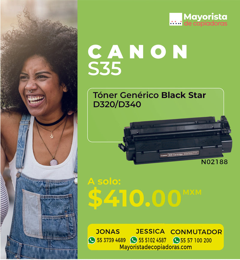 Cartucho de Tóner Canon Negro Compatible S35, 7833A001, D320, D340