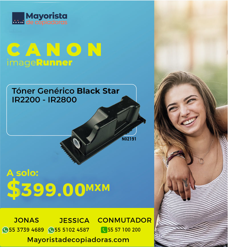 Cartucho de Tóner Canon Negro Compatible IR2200, 6647A003