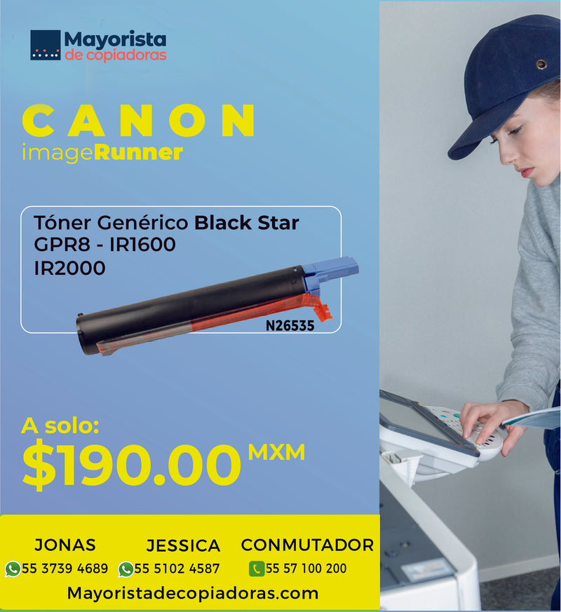 Cartucho de Tóner Canon Negro IR 1600, IR 2000, GPR-8, 6836A003AA