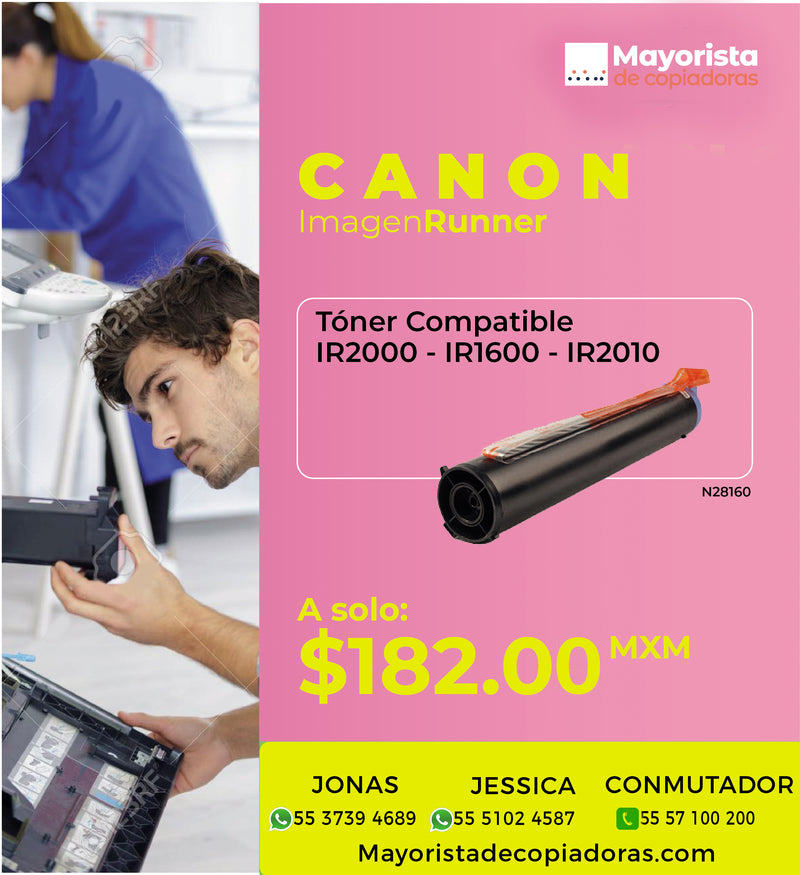 Cartucho de Tóner Canon Negro Compatible IR1600, IR2000, IR 2010, GPR-8, 6836A003AA