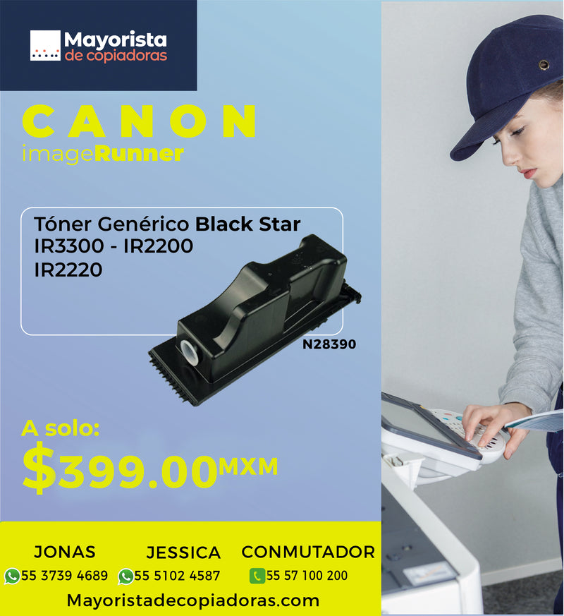 Cartucho de Tóner Canon Negro Compatible IR3300, 6647A003