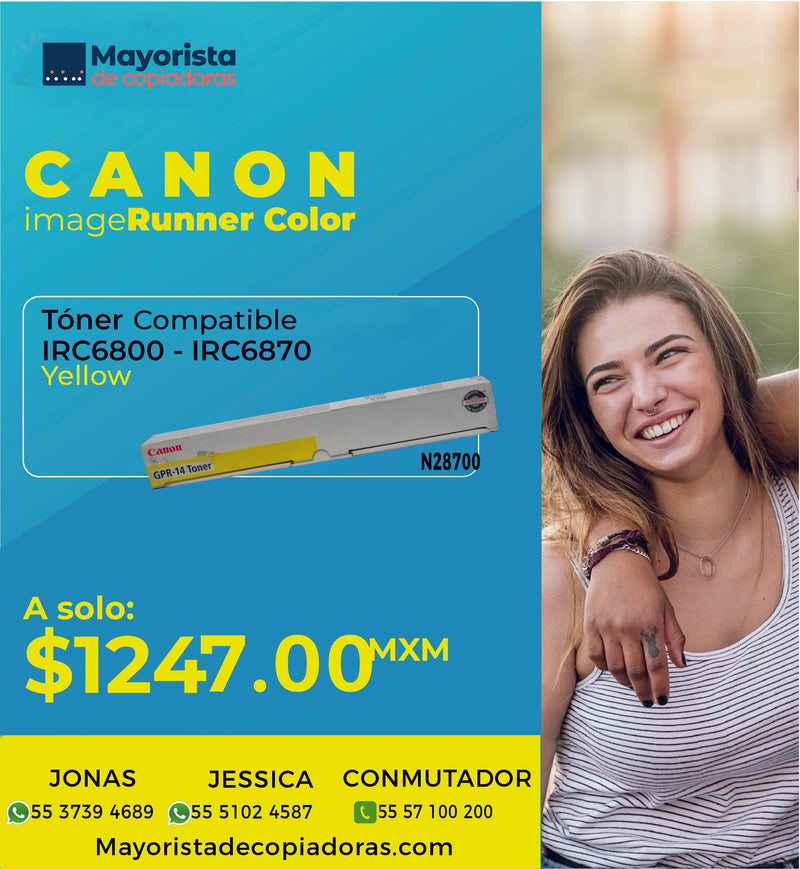 Cartucho de Tóner Canon Amarillo Compatible IRC5800, IRC6800 Compatible GPR-26, 2447B003AA
