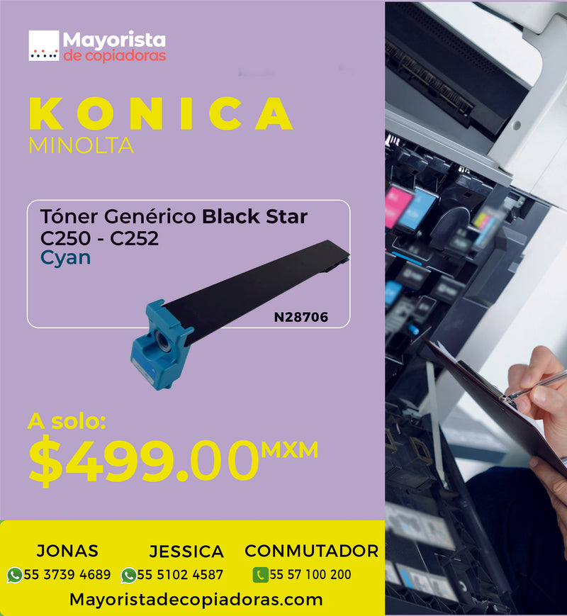 Cartucho de Tóner Cyan Compatible Konica-Minolta C250, C252