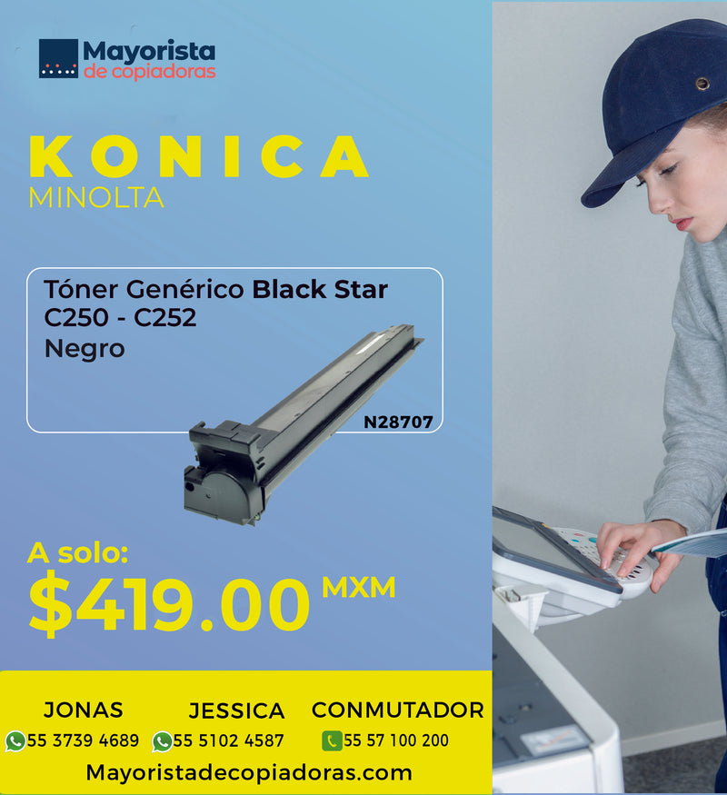 Cartucho de Tóner Negro Compatible Konica-Minolta C250, C252, Tn210, 18001797