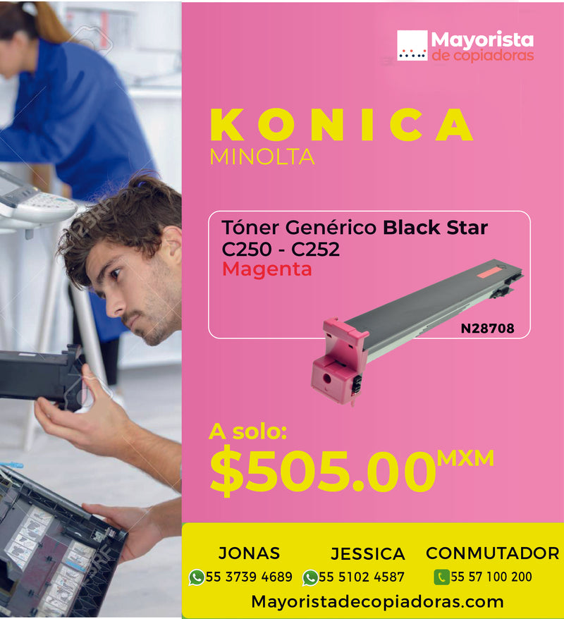 Cartucho de Tóner Magenta Compatible Konica-Minolta C250, C252, Tn210, 18001797