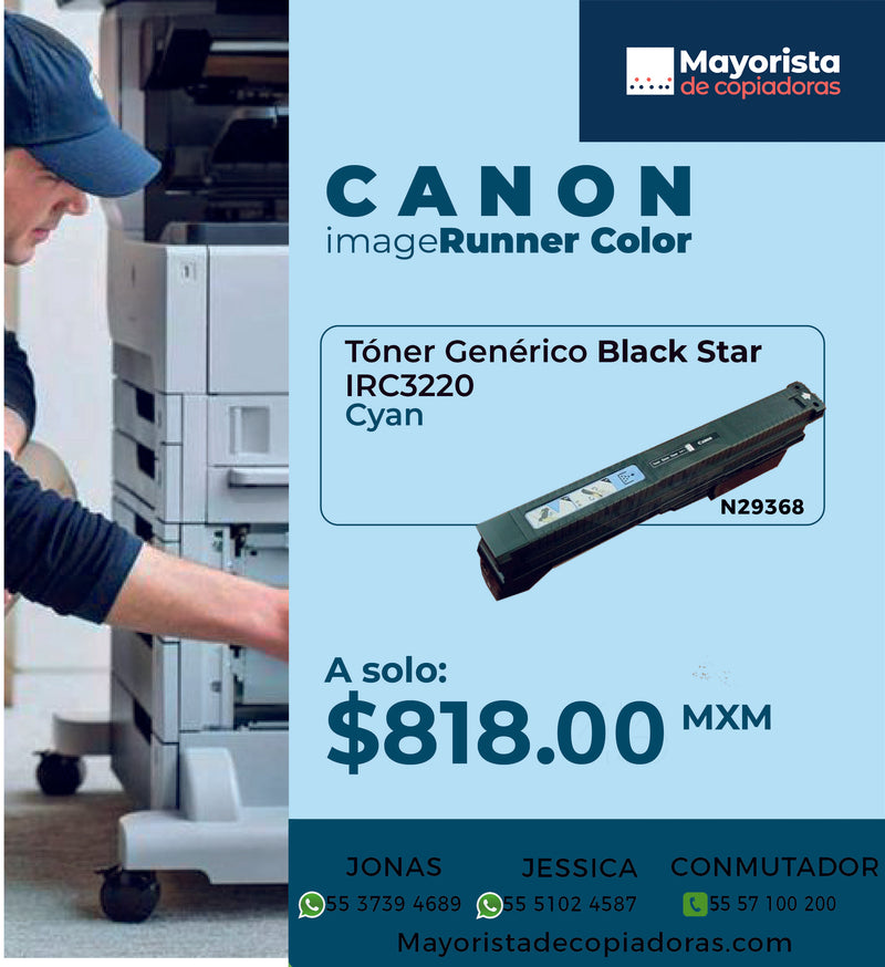 Cartucho de Tóner Canon Cyan Compatible IRC3220, 7629A001AA, GPR-11