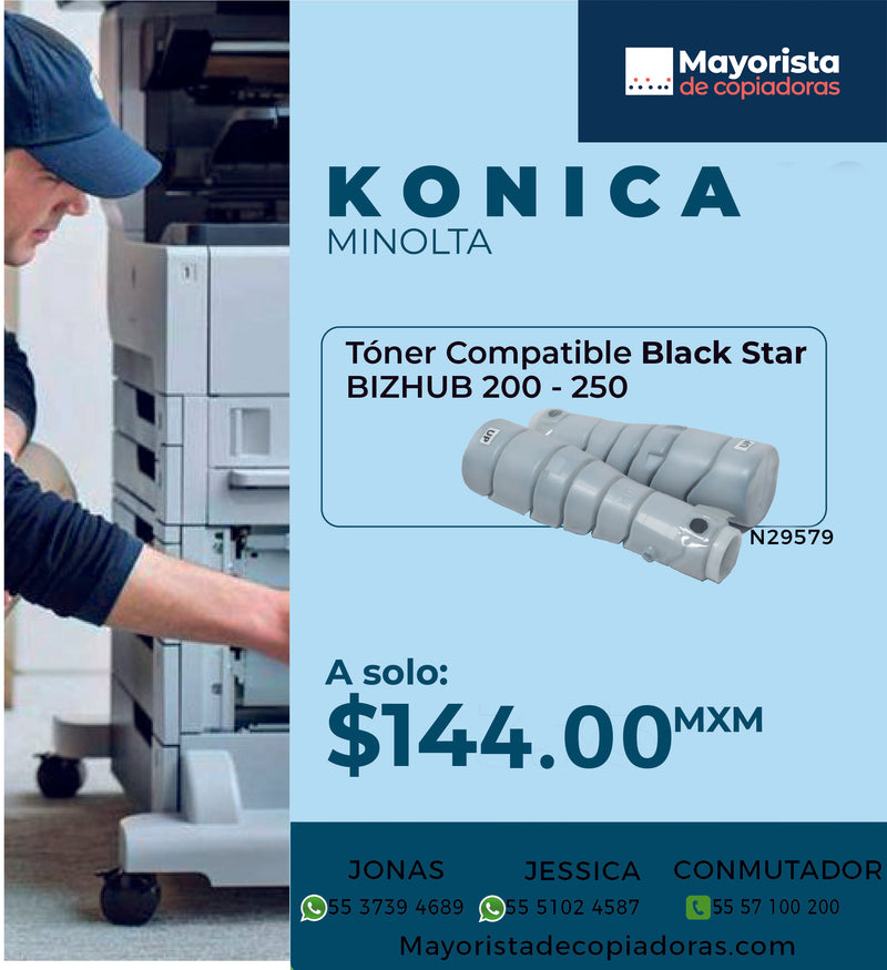 Cartucho de Tóner Negro Compatible Konica-Minolta Bizhub 200, 222, TN-211